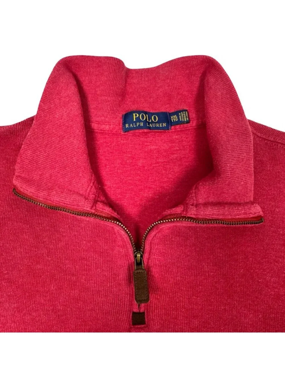 Polo Ralph Lauren 100% Cotton Quarter Zip Sweater Sz XXL Tall Pony Mock Neck